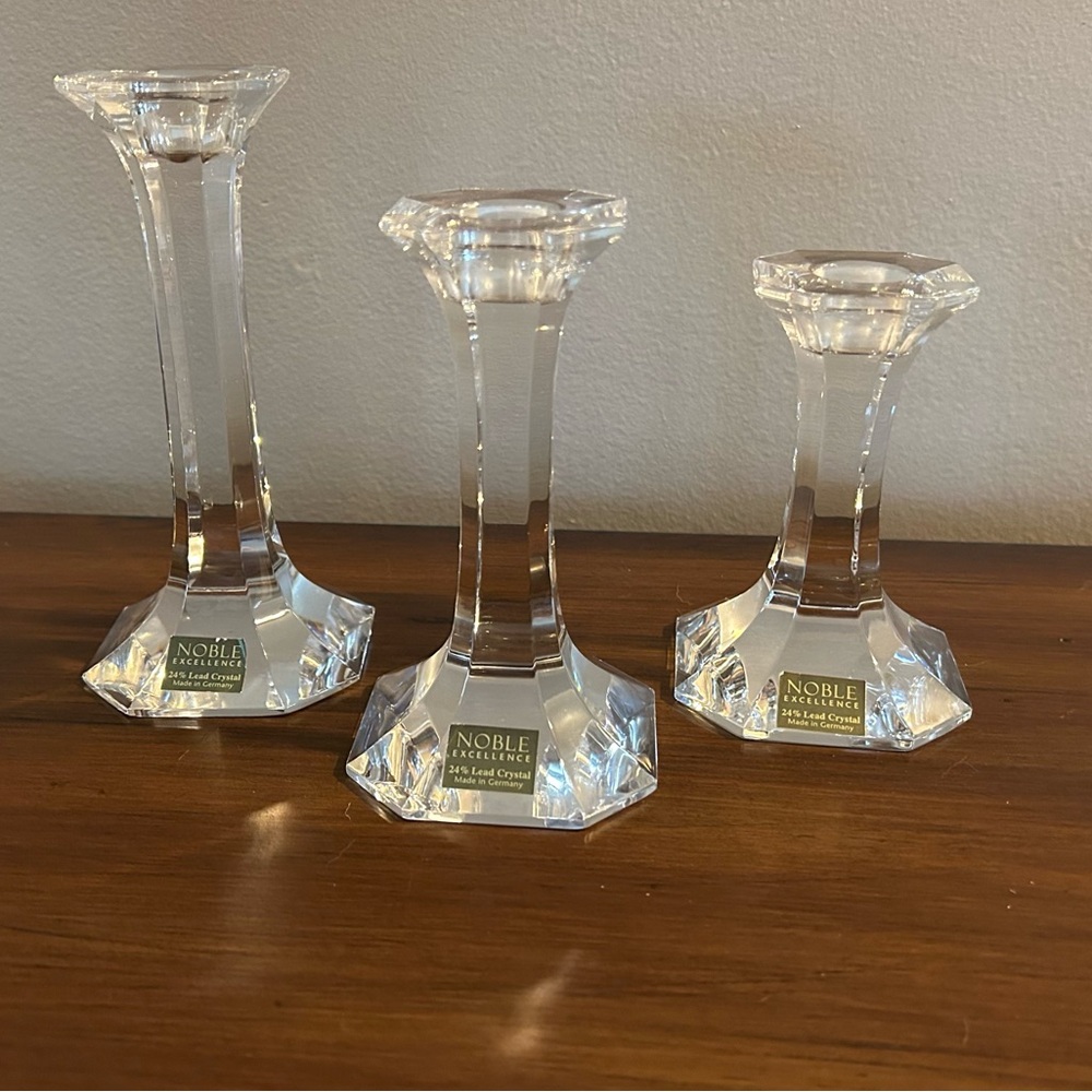 Three Graduated Noble Excellence
Crystal Candle Sticks Holders